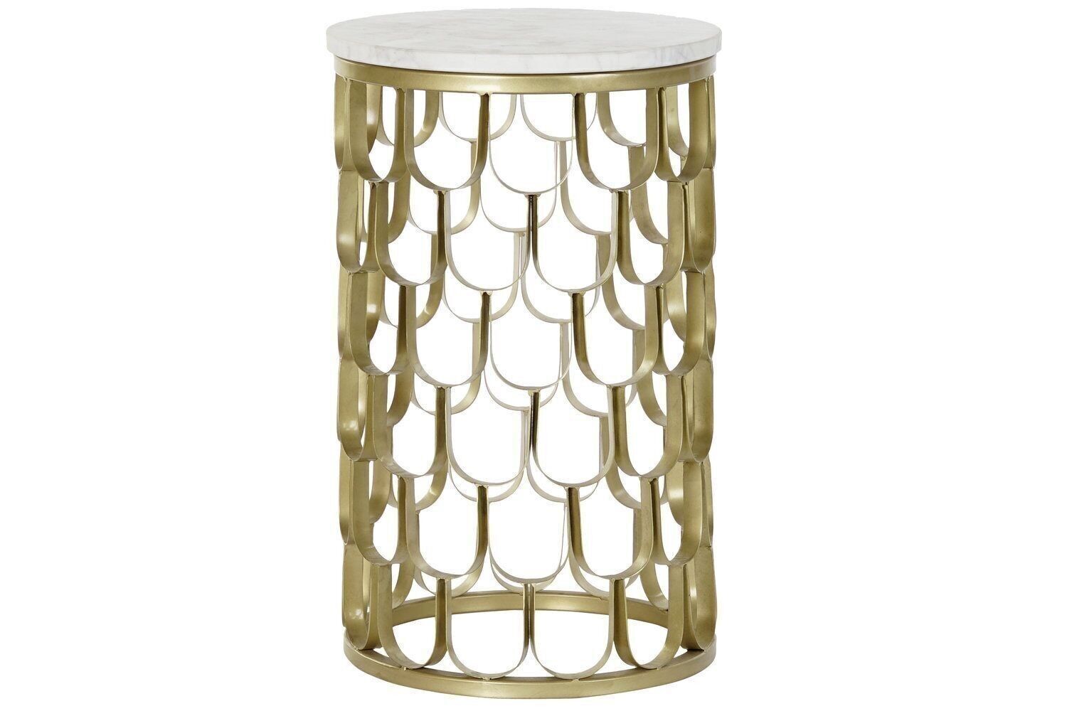 TAVOLINO FERRO MARMO 30.5X30.5X50 DORATO MB179483