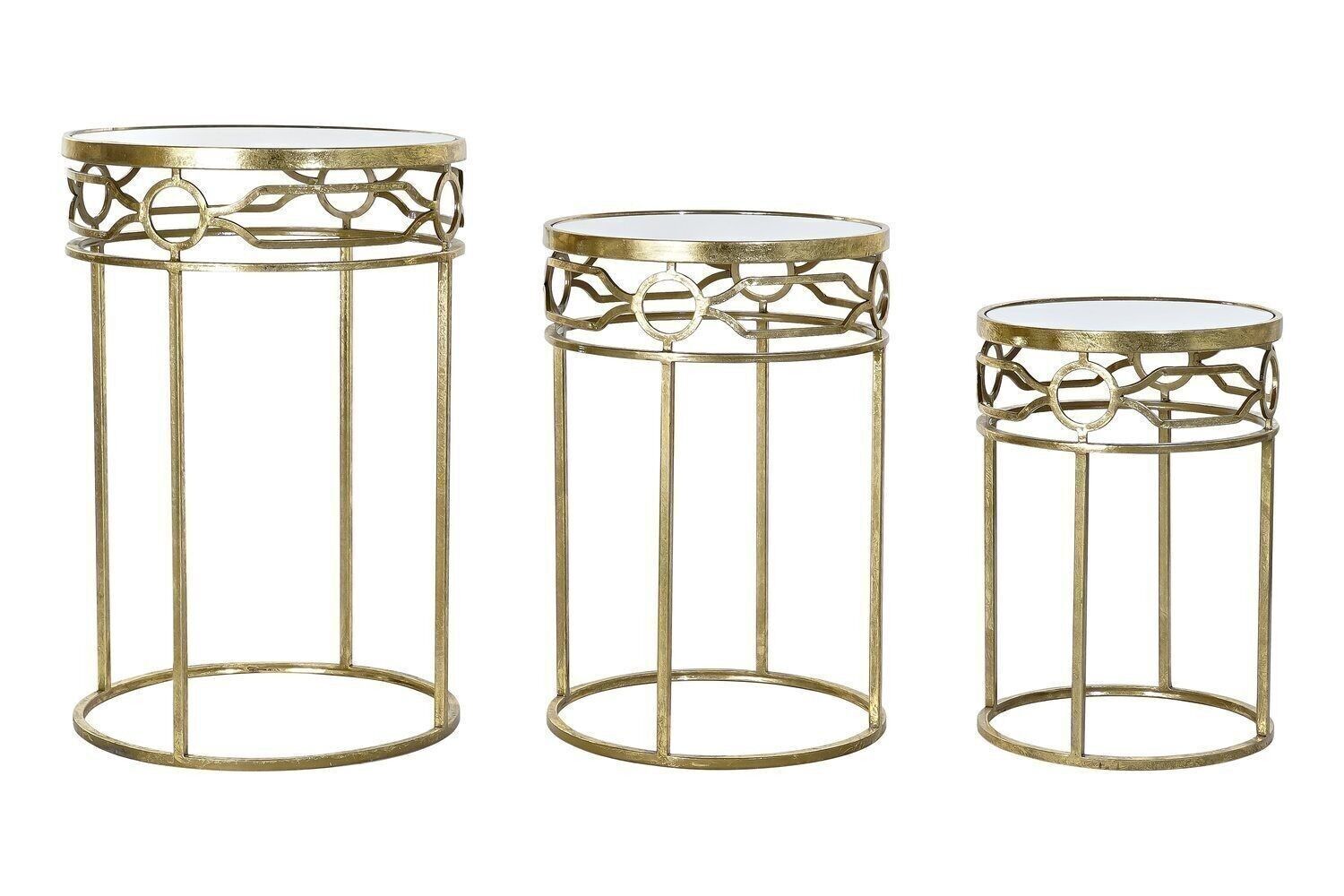 SET TAVOLINO 3 SPECCHI METALLO 46X46X70 DORATO MB180320