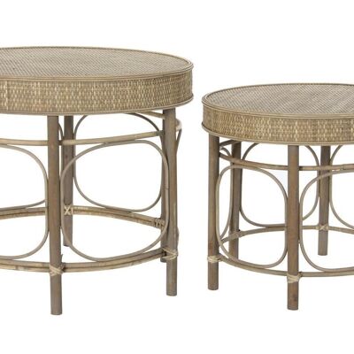 TABLE D'APPOINT SET 2 ROTIN 61X61X52 50X43 NATUREL MB181127