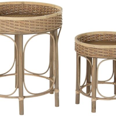 SIDE TABLE SET 2 RATTAN 49X49X55 35X39 NATURAL MB181128