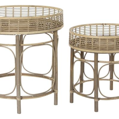 SIDE TABLE SET 2 RATTAN 61X61X64 49,5X51 MB181129