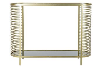 CONSOLE MÉTAL VERRE 106,5X31X79,5 DORÉ MAT MB182554 4