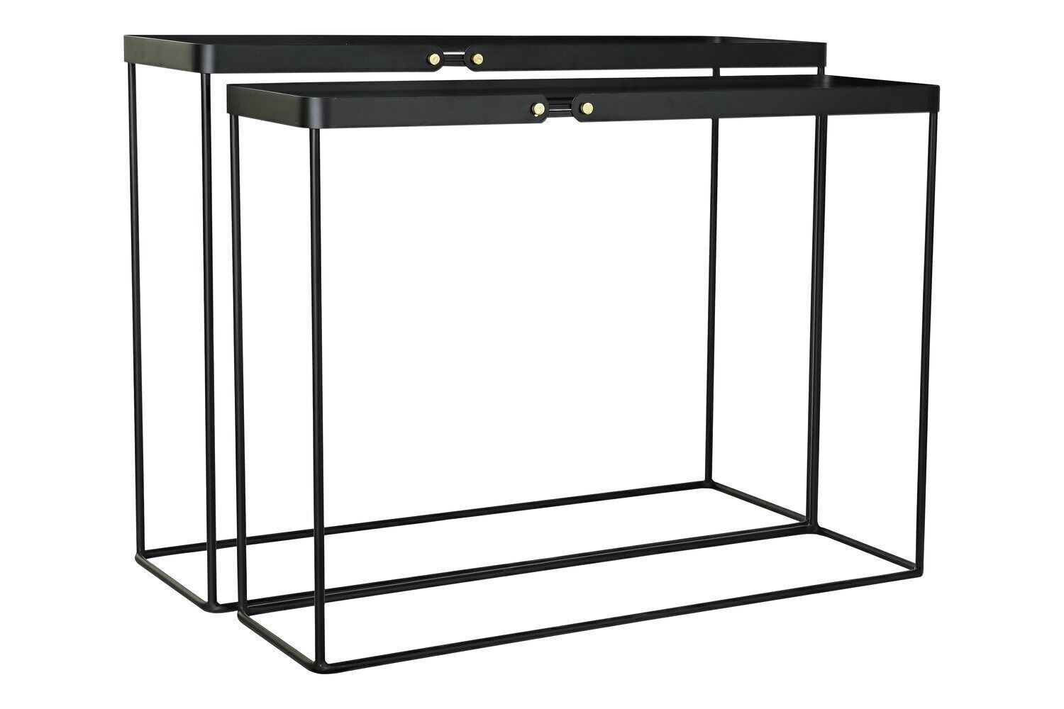 CONSOLLE SET 2 METALLO VETRO 107,5X32,5X80,5 NERO MB182586