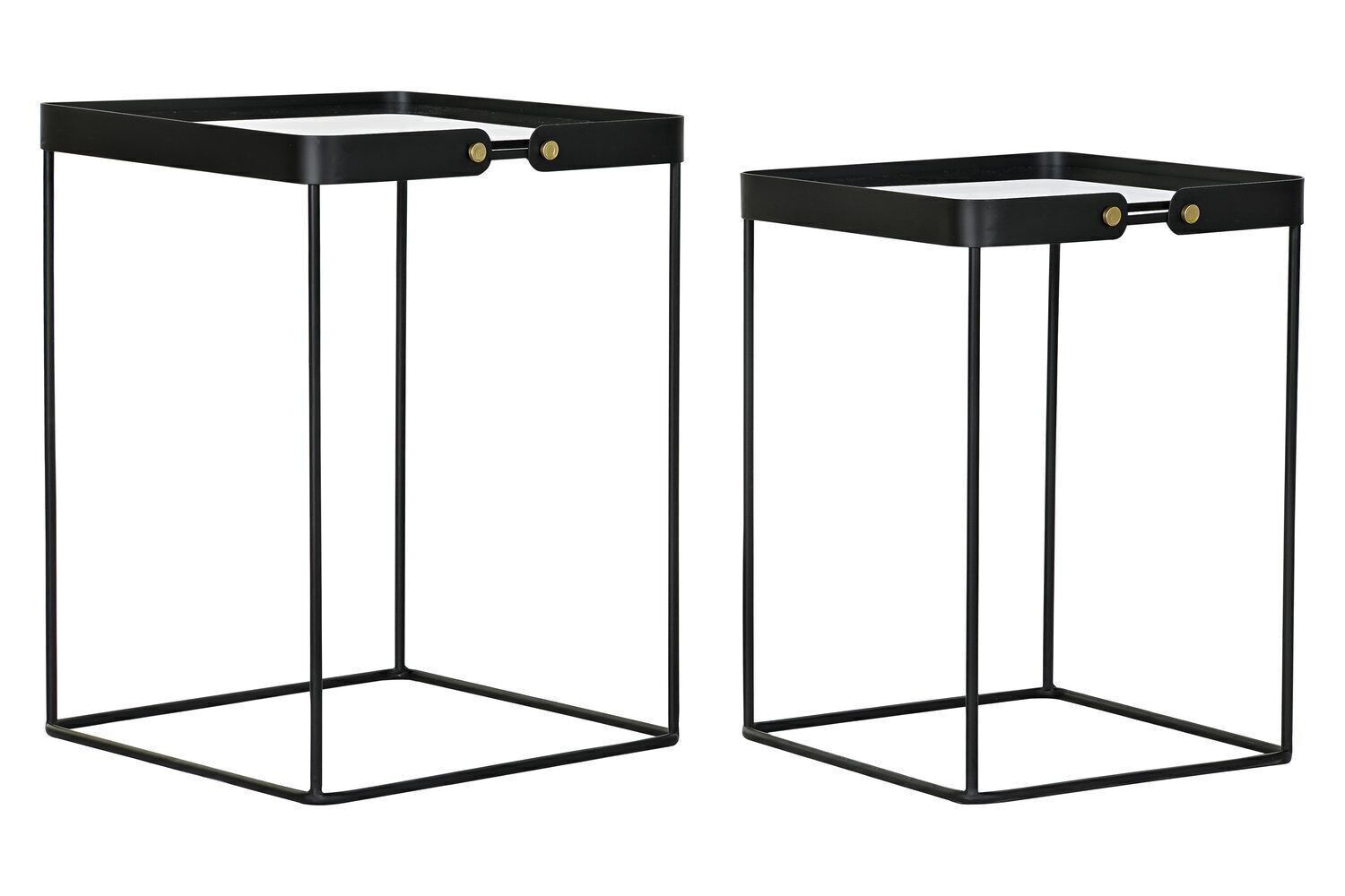 SET TAVOLINO 2 METALLO VETRO 42X42X56 NERO MB182587