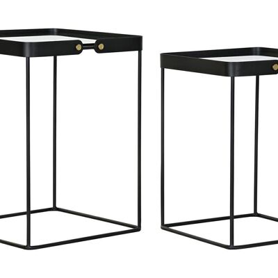 MESITA AUXILIAR SET 2 METAL CRISTAL 42X42X56 NEGRO MB182587