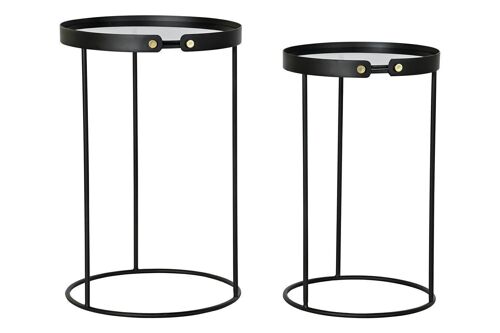 MESITA AUXILIAR SET 2 METAL CRISTAL 38X38X59 NEGRO MB182590