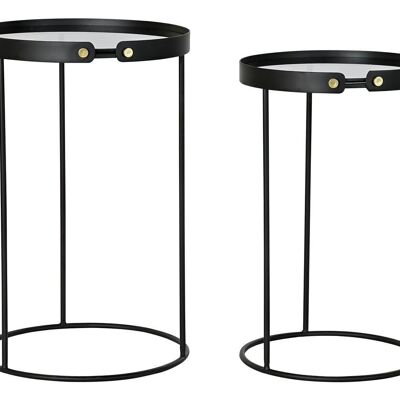 TABLE D'APPOINT SET 2 METAL VERRE 38X38X59 NOIR MB182590