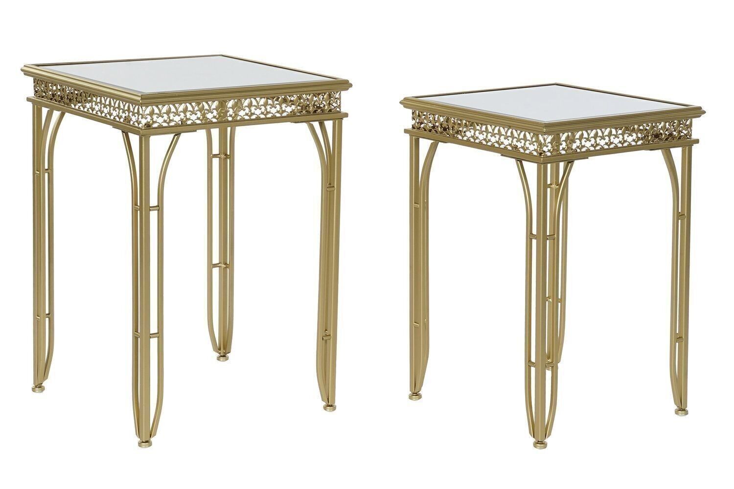SET TAVOLINO 2 SPECCHI METALLO 40X40X56 DORATO MB181629