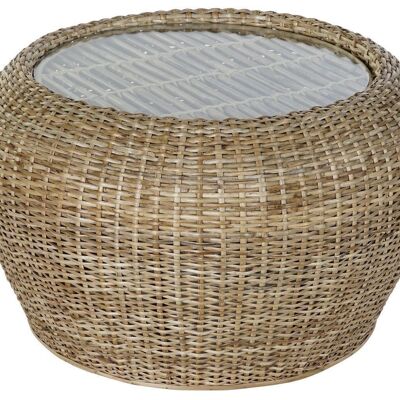 COFFEE TABLE RATTAN GLASS 82X82X48 NATURAL NATURAL MB182516