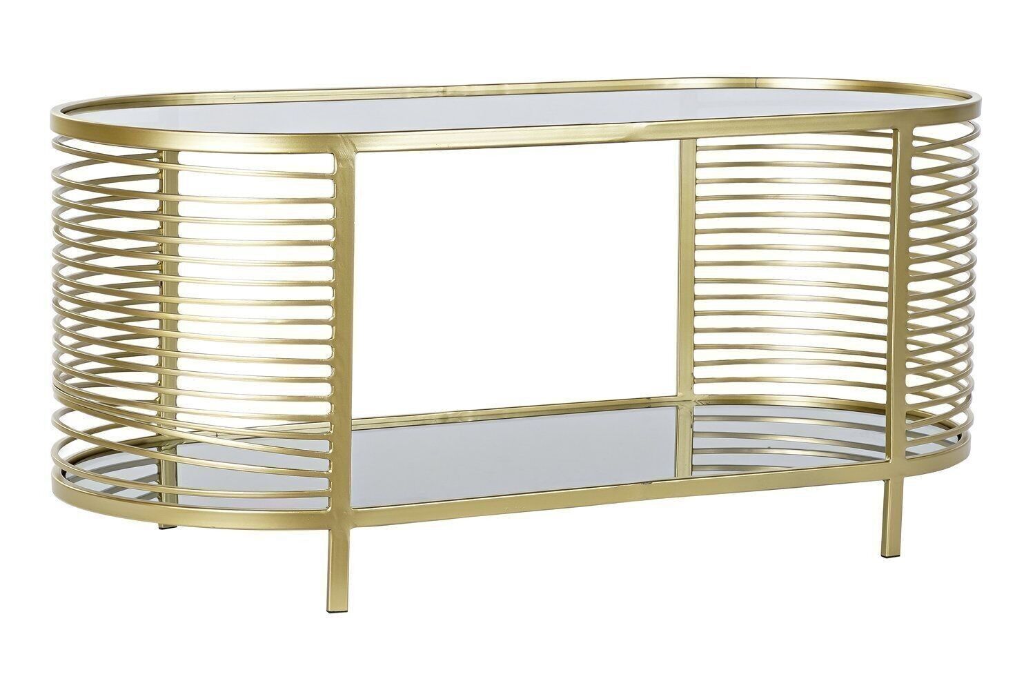 TAVOLINO METALLO VETRO 101,5X46X46 DORATO MB182553