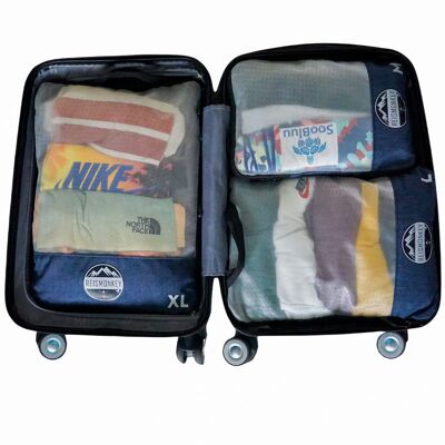 Reismonkey Cubes d'emballage transparents - Avec compression - Organisateur de valise - lot de 3 - hydrofuge