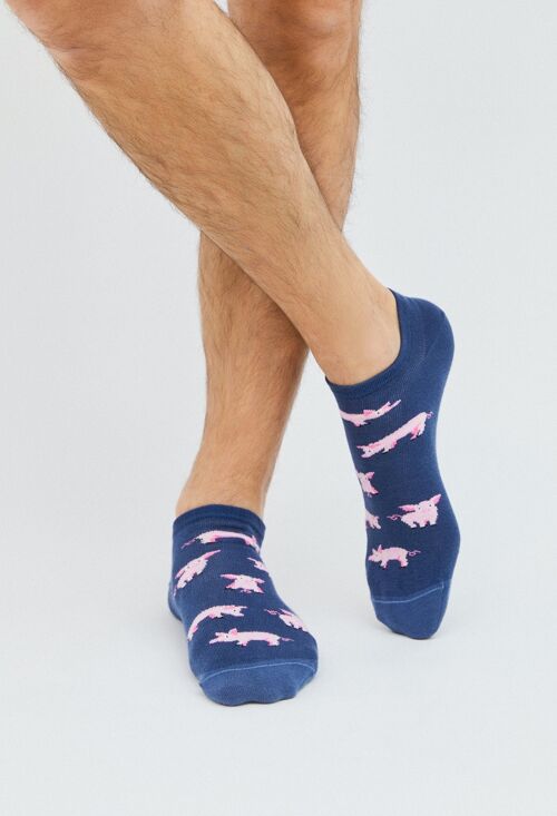 BePig Blue - 100% Organic Cotton Ankle Socks