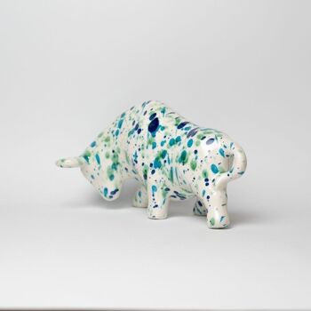 Figurine taureau en céramique décoration d'intérieur / Bleu et vert - CORAIL 1