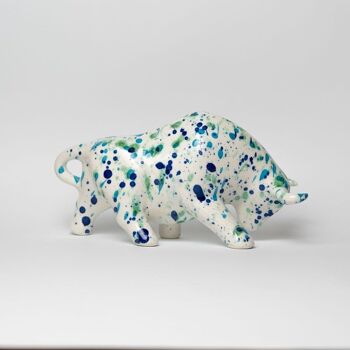 Figurine taureau en céramique décoration d'intérieur / Bleu et vert - CORAIL 5