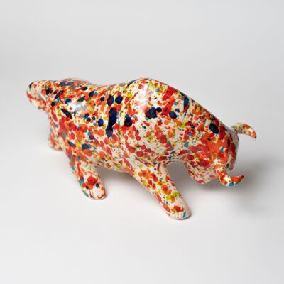 Bull ceramic figure home decoration / Red Speckled - CARNIVAL