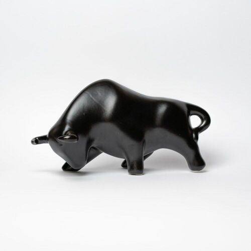 Toro figura de cerámica decoración hogar / Negro mate