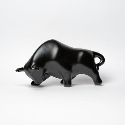 Figura di toro in ceramica decorazione domestica / nero opaco
