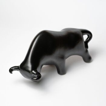 Figurine taureau en céramique décoration d'intérieur / Noir mat 2