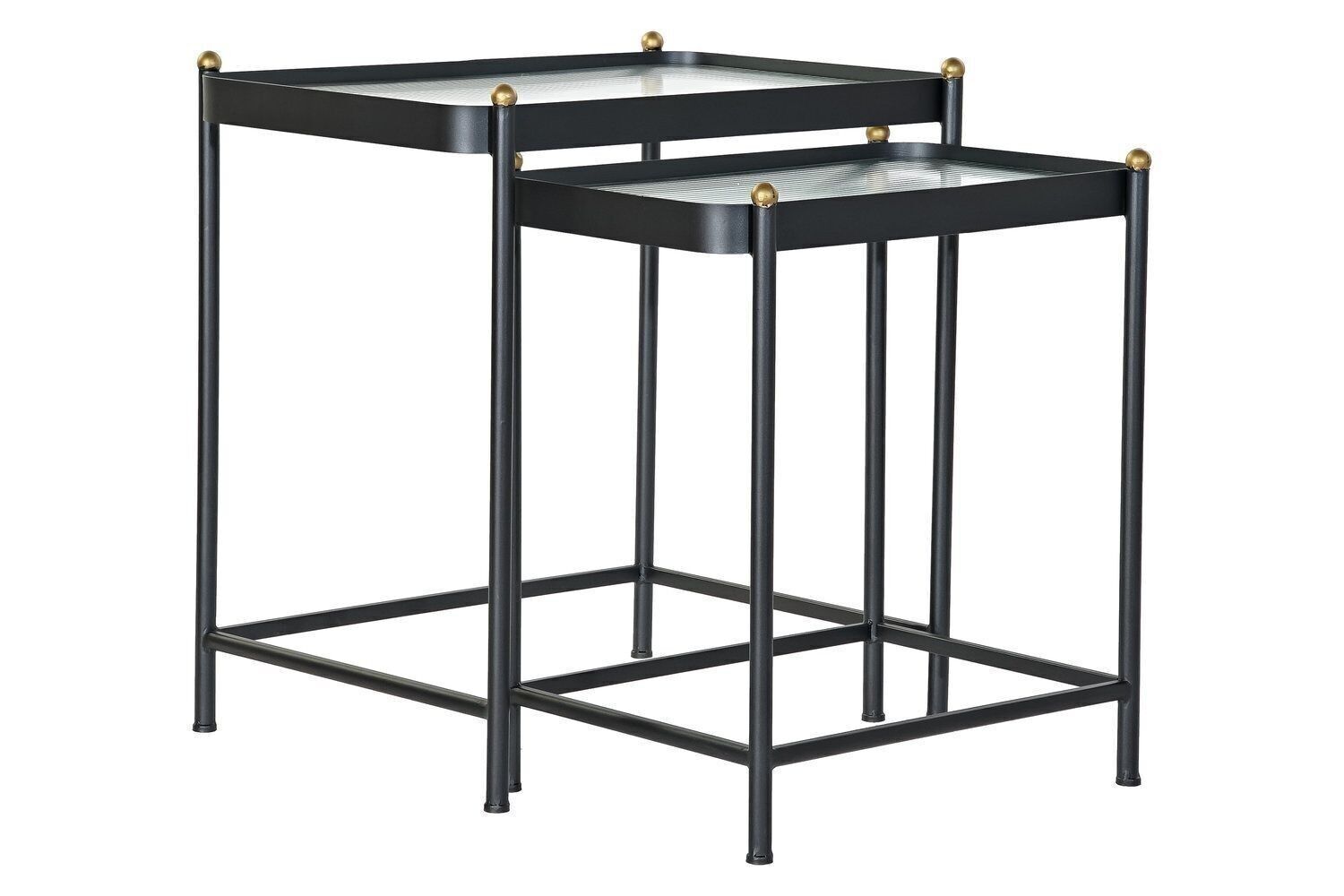 SET TAVOLINO 2 METALLO VETRO 60X43X62 NERO MB183142