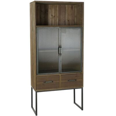 WOODEN GLASS CABINET 70X34,5X160 NATURAL MB183178