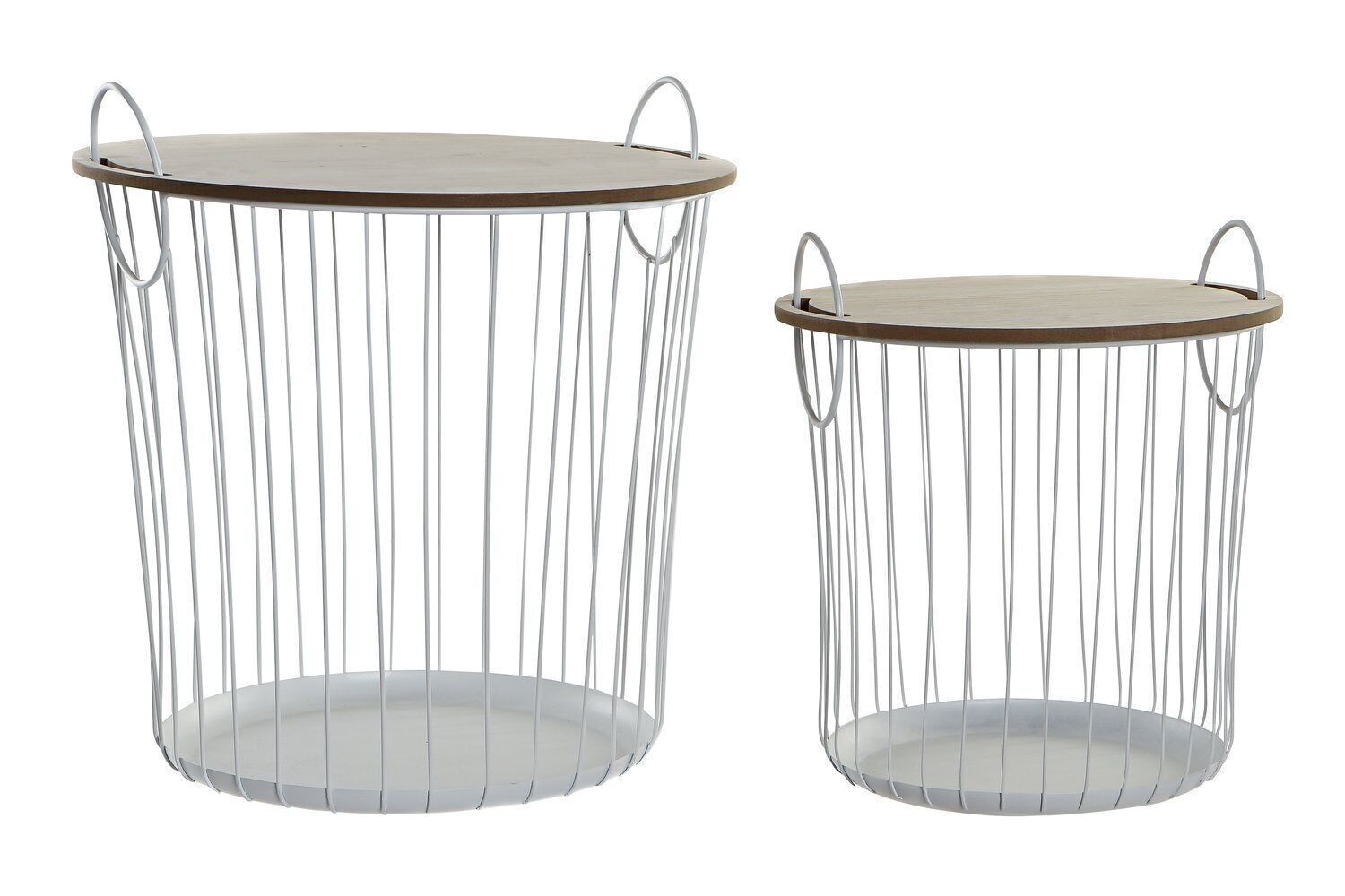 SET 2 TAVOLINI FERRO MDF 43X43X46 BIANCO MB183388