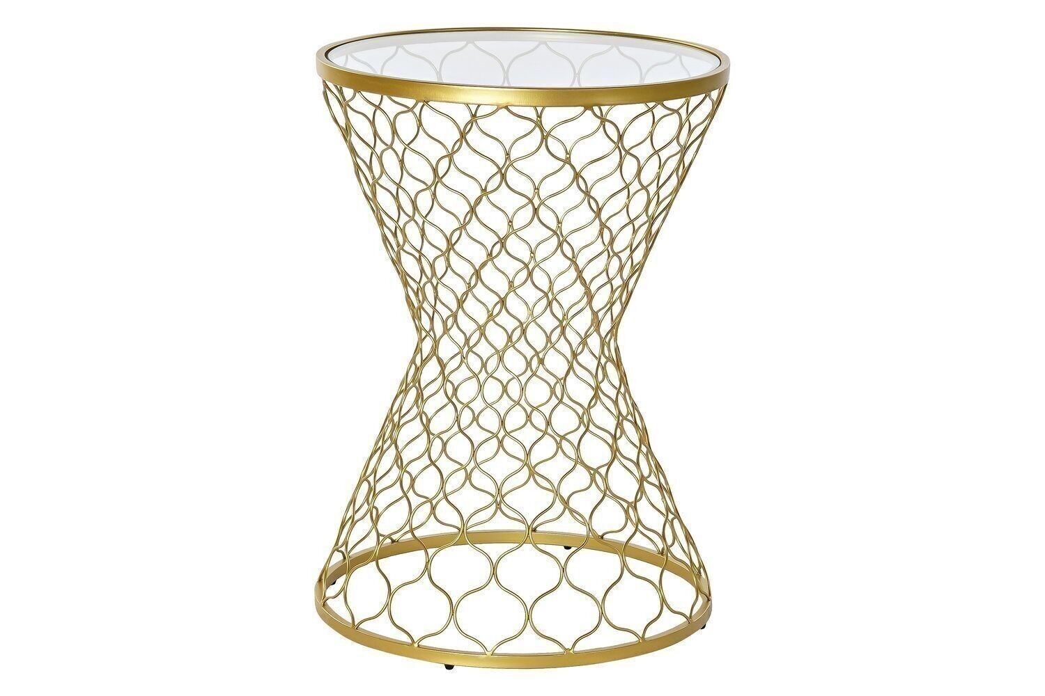 TAVOLINO METALLO VETRO 46X46X65 DORATO MB183478