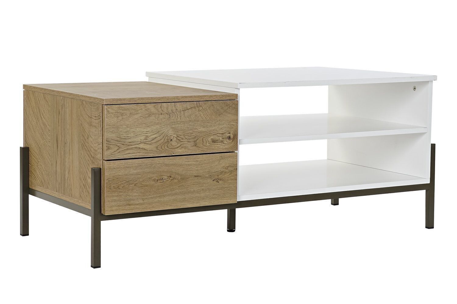 TAVOLINO BASSO METALLO MDF 114X55X47 BIANCO MB183730