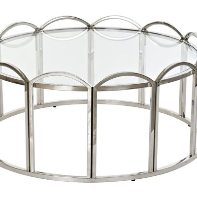 SIDE TABLE METAL GLASS 97X97X45 SILVER MB185287