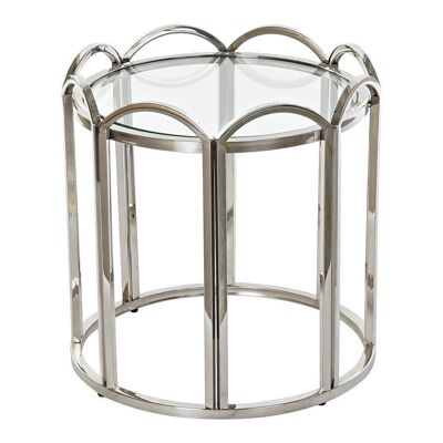 SIDE TABLE METAL GLASS 52X52X55 SILVER MB185289