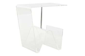 TABLE D'APPOINT METAL ACRYLIQUE 40X30X44 PORTE REVUE MB185563 1