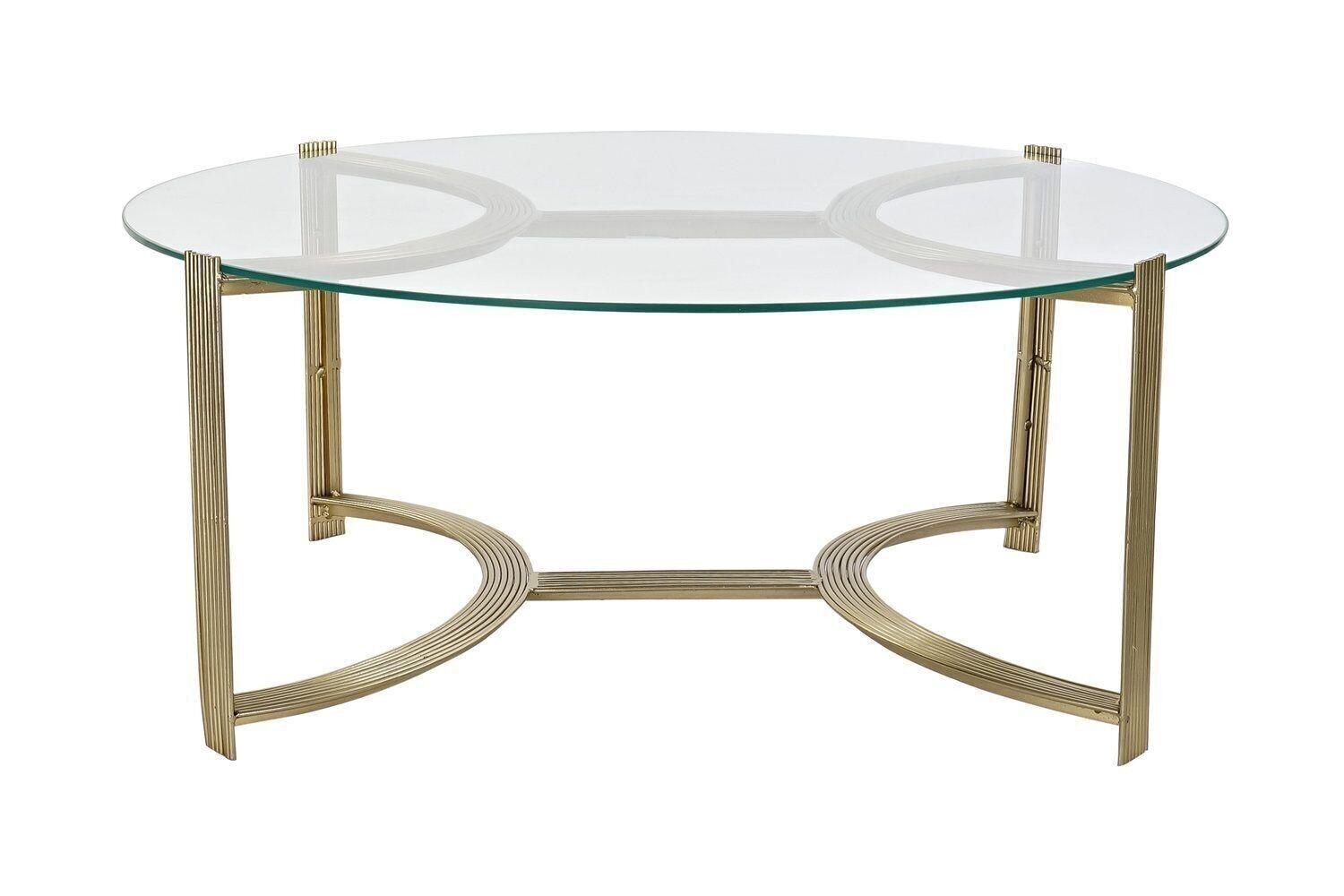 TAVOLINO ACCIAIO VETRO 81X81X34 DORATO MB185680