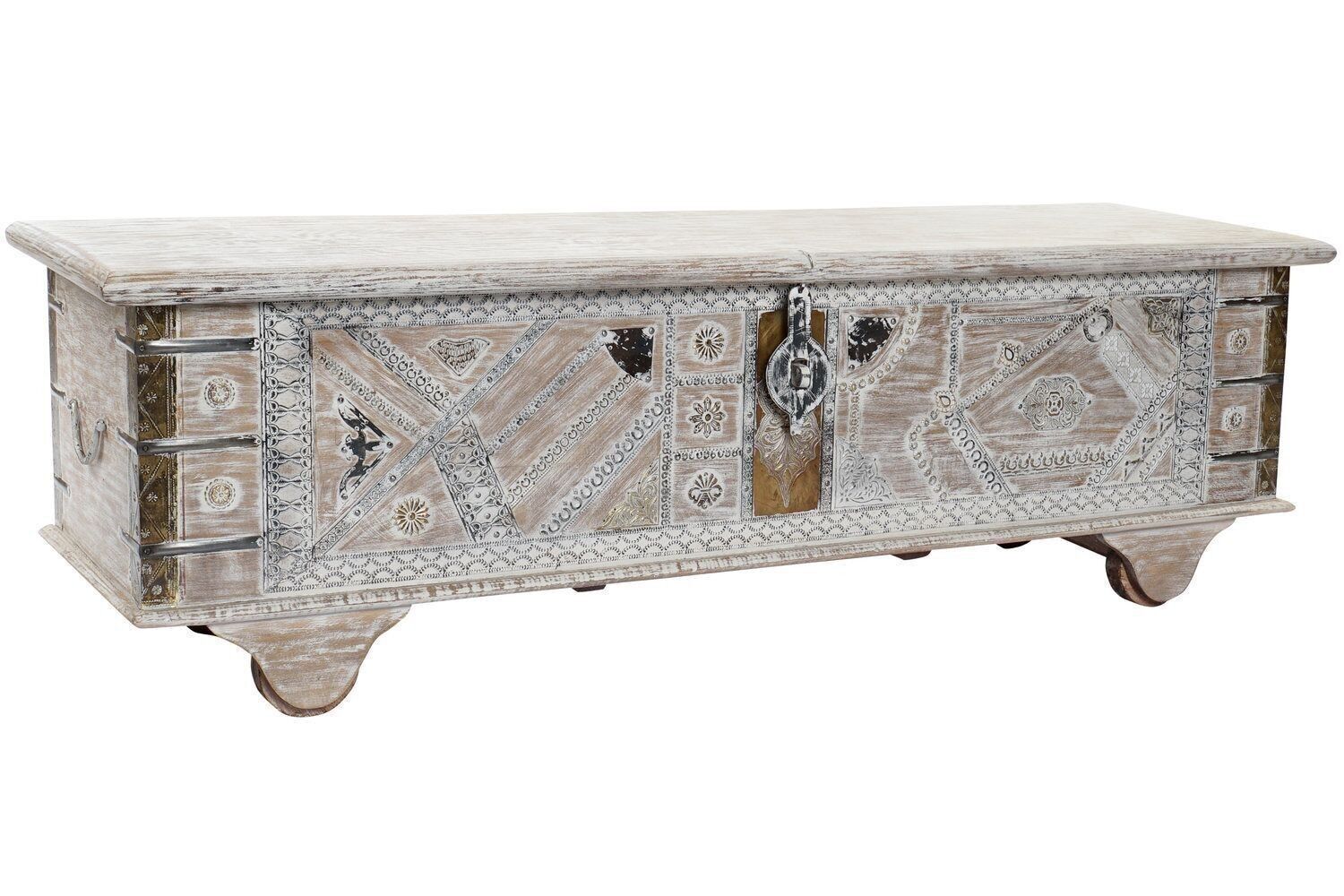 CASSETTO MANICO OTTONE 146X40X45 RUOTE INVECCHIATO MB185836