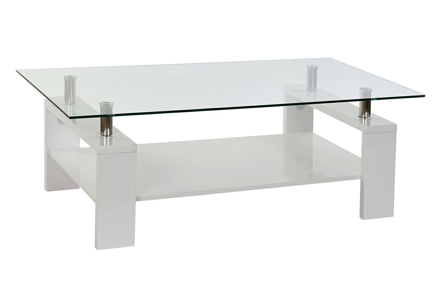 TABLE BASSE BOIS VERRE 120X60X42 8MM BLANC MB186451