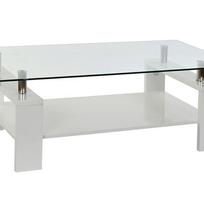 COFFEE TABLE WOODEN GLASS 120X60X42 8MM WHITE MB186451