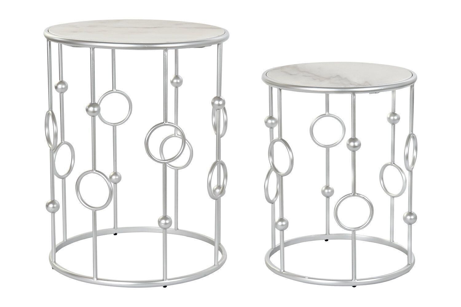 SET 2 TAVOLINI MARMO 46X46X60 ARGENTO MB186468