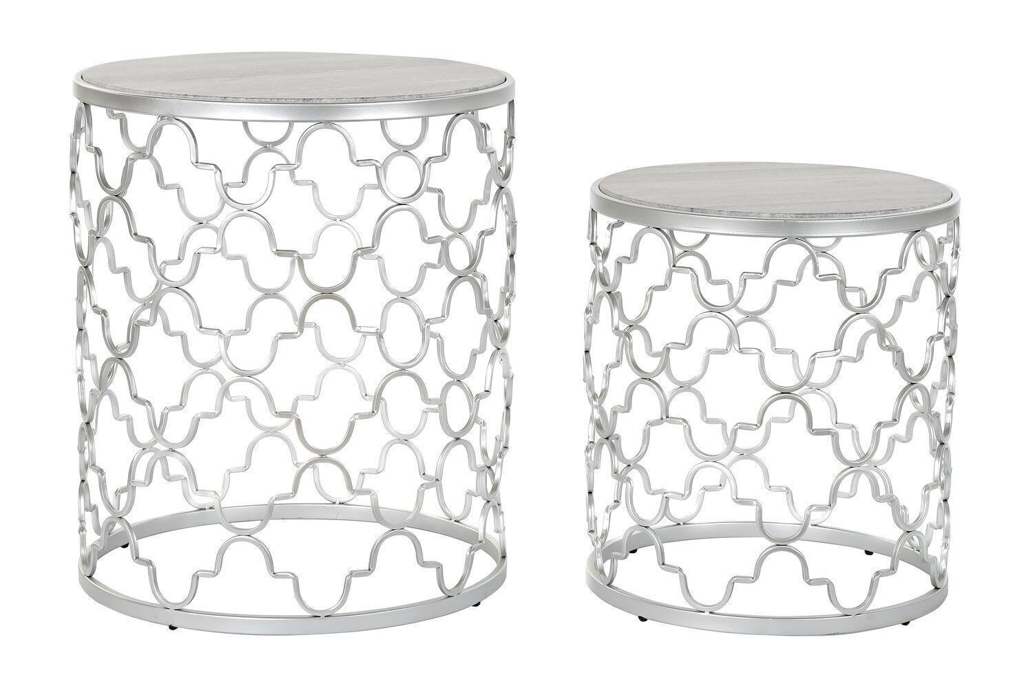 SET TAVOLINO 2 METALLO 48X48X57 ARGENTO MB186469