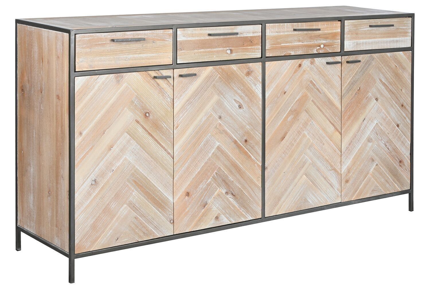 BUFFET IN ABETE METALLO 160X42X85 NATURALE MB187244