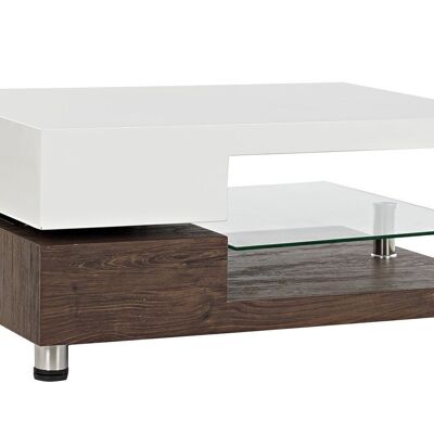 COFFEE TABLE MDF GLASS 80X60X38 WHITE MB188059
