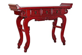 CONSOLE ORME METAL 135X37X89 3 TIROIRS ROUGE MB189038 1