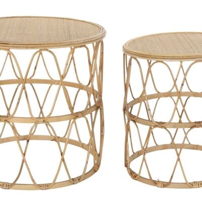 TABLE D'APPOINT SET 2 ROTIN 51X51X50 NATUREL MB189073