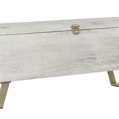 WOOD METAL TRUNK 116X40X52 DECAPE WHITE MB189204