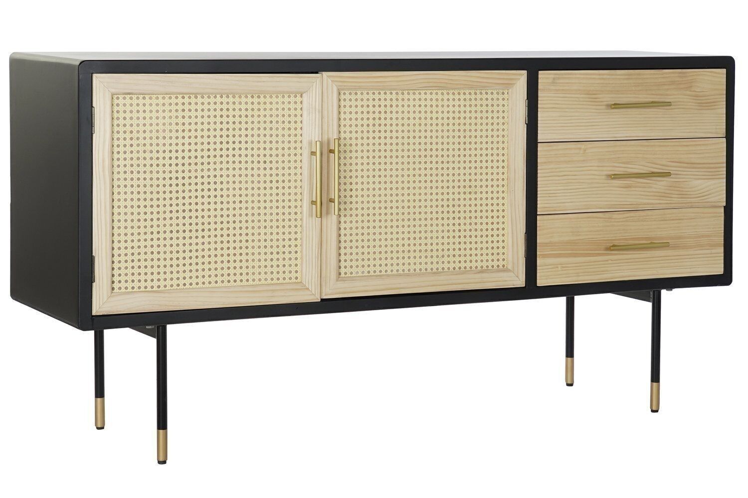 BUFFET IN PINO RATTAN 150X44X76 NERO MB189206