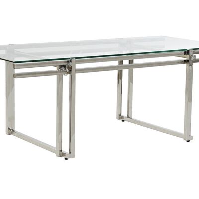 STAINLESS STEEL GLASS COFFEE TABLE 120X60X45 SILVER MB189839
