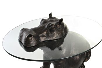 TABLE D'APPOINT RÉSINE VERRE 65X50X45 HIPPO MB189994 2