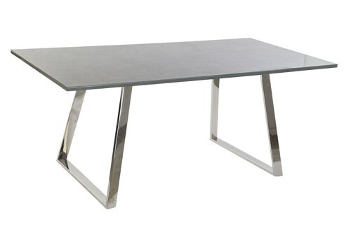 MESA COMEDOR ACERO CRISTAL 180X90X76 GRIS OSCURO MB190886