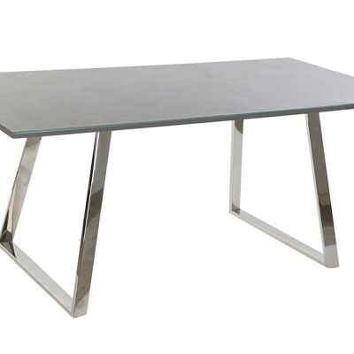 TABLE DE REPAS ACIER VERRE 180X90X76 GRIS FONCE MB190886