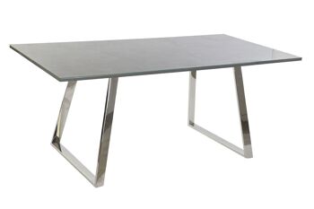 TABLE DE REPAS ACIER VERRE 180X90X76 GRIS FONCE MB190886 1