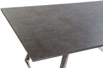 TABLE DE REPAS ACIER VERRE 180X90X76 GRIS FONCE MB190886 2