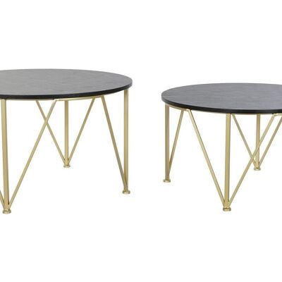 MESITA AUXILIAR SET 2 METAL MADERA 79X79X46 DORADO MB191561