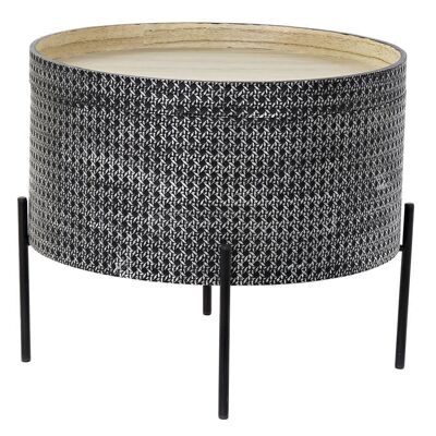 TABLE D'APPOINT MDF METAL 45X45X39 COUVERCLE VIEILLI MB192426